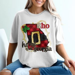 Home Is In Georgia T-Shirt, Oh Ho Ho Christmas Shirt, Georgia State Shirt, Santa Belt, Holiday Shirt, Southern Pride, Christmas Gift