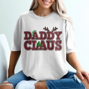 Daddy Claus T-Shirt, Christmas Family Matching Shirt, Holiday Dad Tee, Plaid Santa Outfit, Festive Father Gift, Reindeer Antlers TShirt