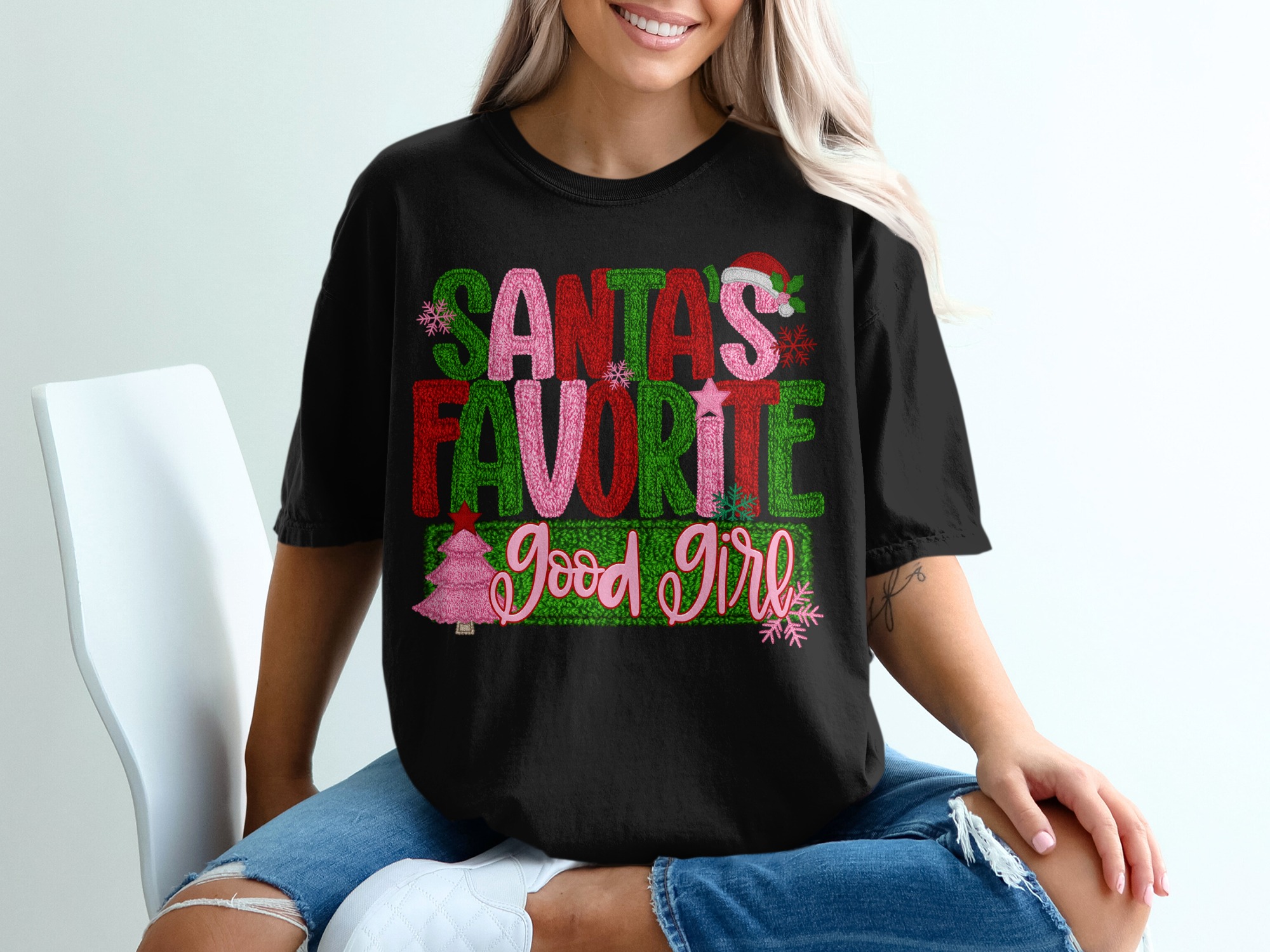Santa's Favorite Good Girl T-Shirt, Christmas T-Shirt, Holiday Apparel, Festive Gift, Seasonal Style, Good Girl Tee Shirt - Image 2