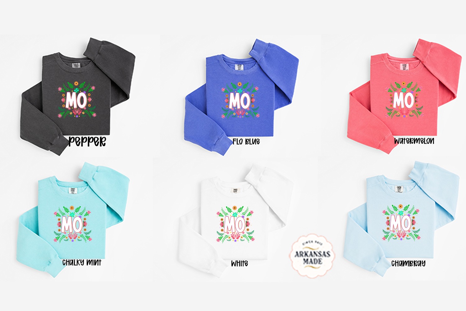 Floral MO Sweatshirt, Botanical Letter Design, Unique Initial Sweatshirt, Personalized Gift, Colorful Flower Sweatshirt - Image 4