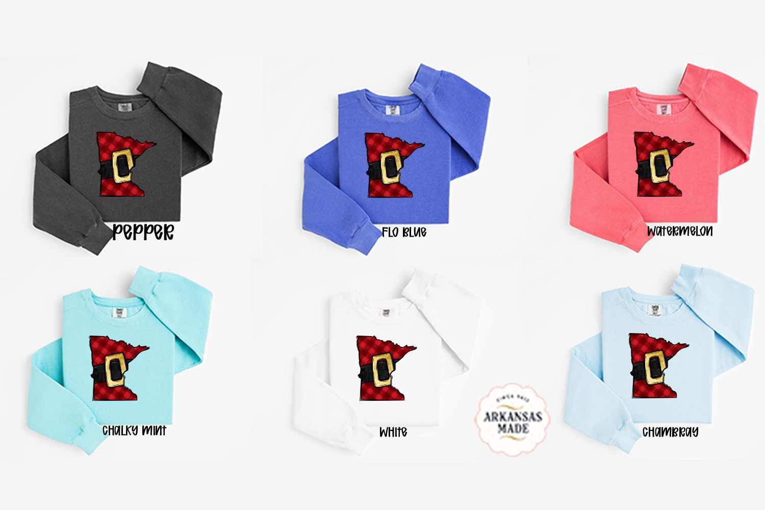 Minnesota Santa Belt Sweatshirt, Plaid Christmas Apparel, Holiday State Pride, Festive Winter Gift, Hometown Sweatshirt, Unique Xmas - Image 4