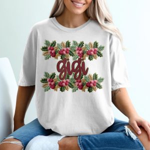 Gigi surrounded By Flowers Grandmother Special Gift T-Shirt, faux yarn