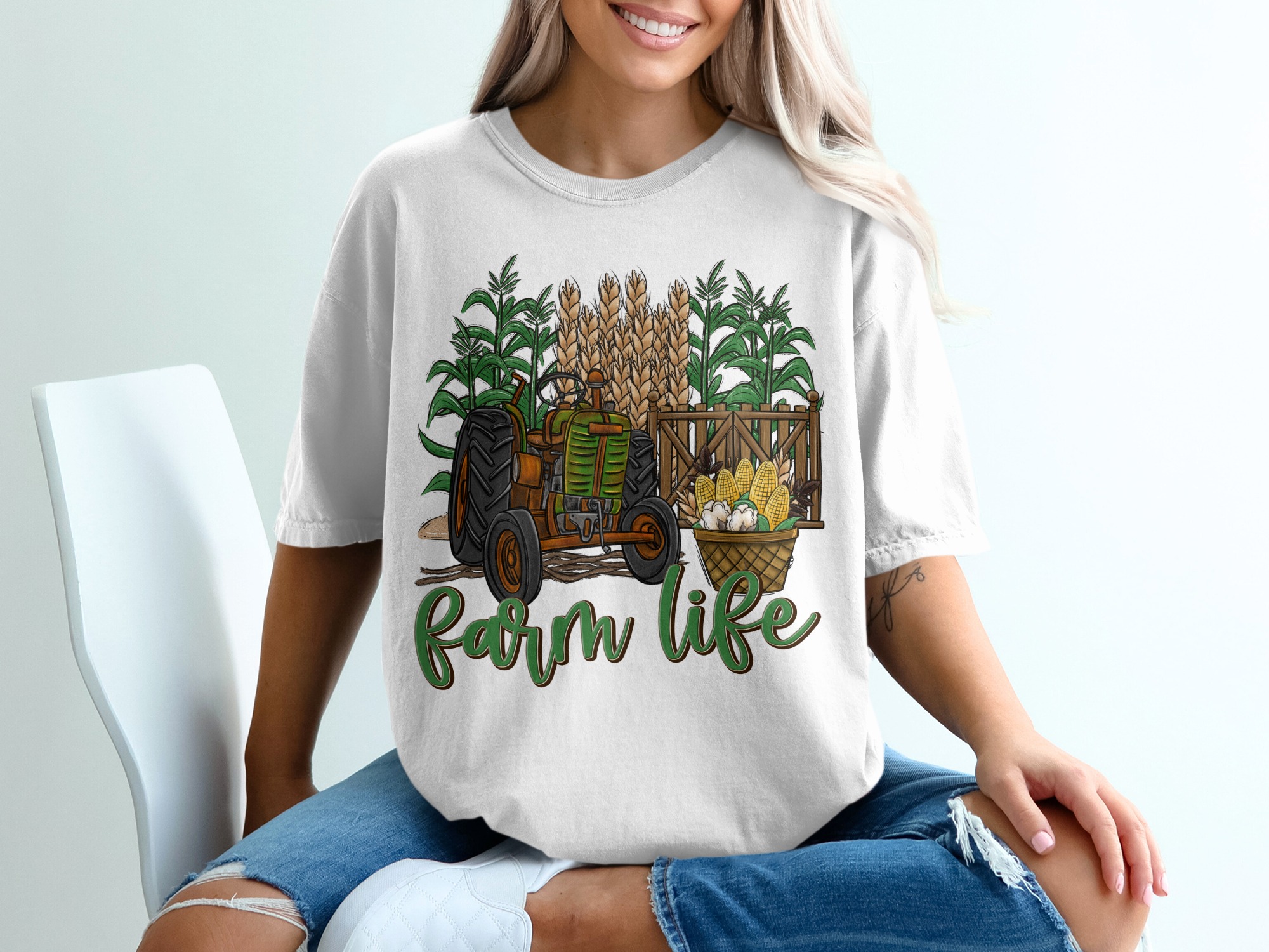 Farm Life T-Shirt, Tractor Tee, Corn, Wheat, Cotton, Farming Apparel, Agriculture Shirt, Countryside T Shirt, Rustic Design T-shirt