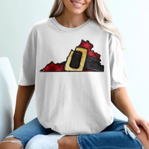 Virginia Santa Belt T-Shirt, Christmas State Outline Tee, Plaid Virginia Gift, Holiday Shirt, Christmas in Virginia, Festive Virginia Shirt
