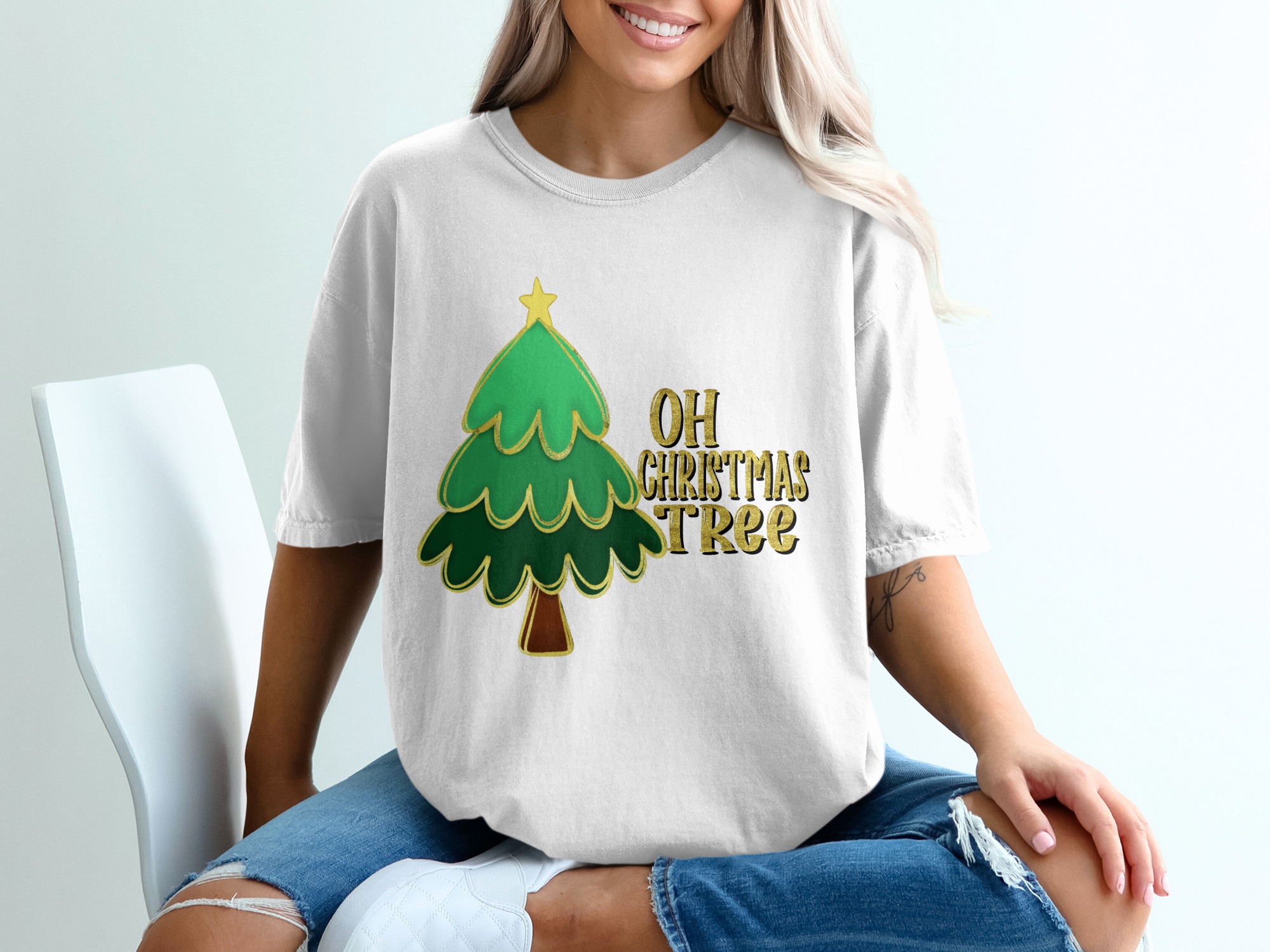 Oh Christmas Tree Shirt, Holiday Cheer Tee, Festive Season Top, Xmas Apparel, Christmas Tree Graphic T Shirt, Holiday Gift Tee