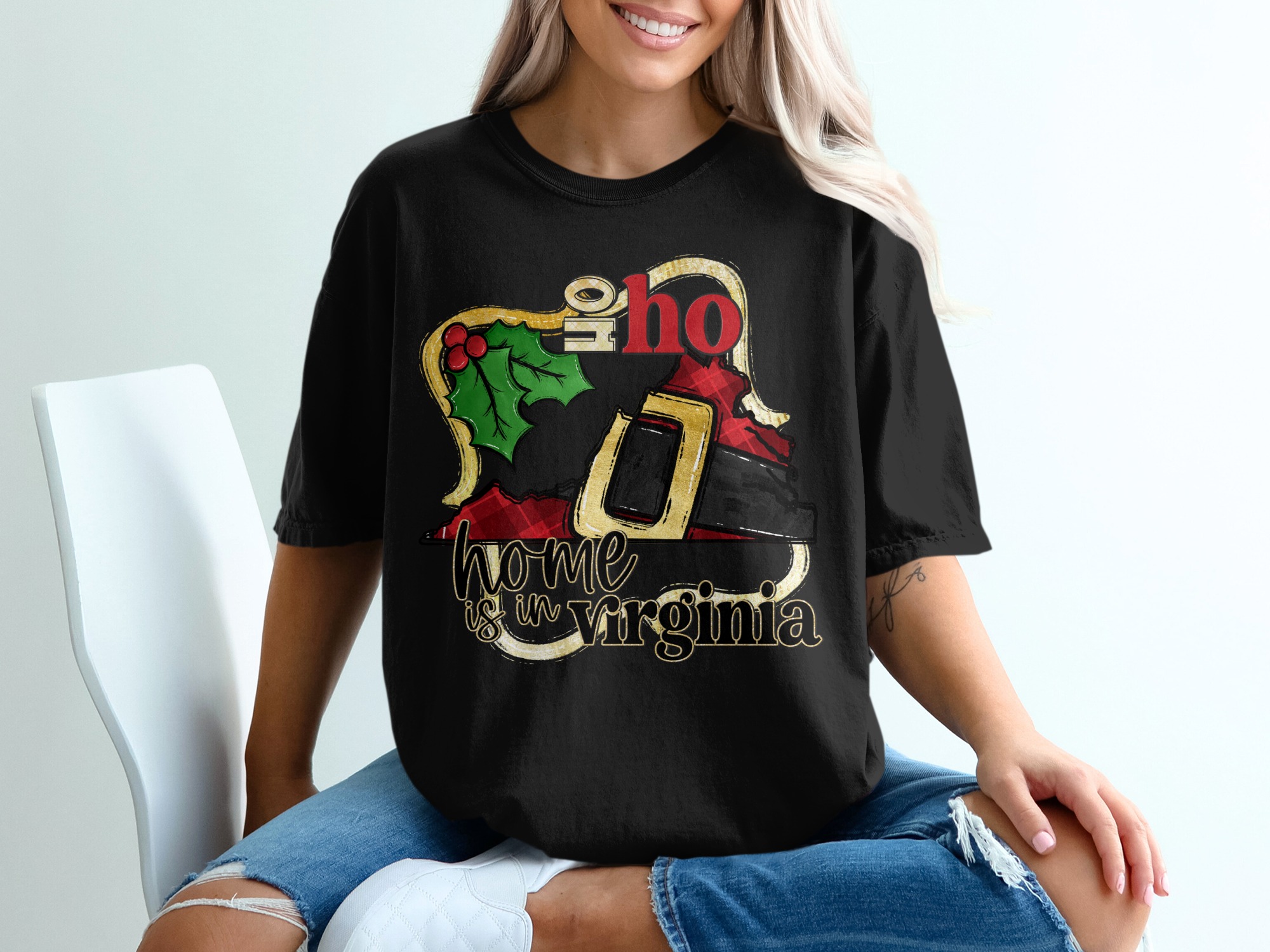 Virginia Christmas T-Shirt, Home State Shirt, Ho Ho Ho Tee, Holiday Gift, Virginia Pride T-Shirt, Christmas in Virginia, State T Shirt - Image 2
