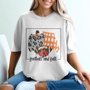 Football and Fall T-Shirt, Autumn T Shirt, Pumpkin T Shirt, Floral Football Tee, Thanksgiving Tee, Trendy Fall Outfit, Festive T Shirt