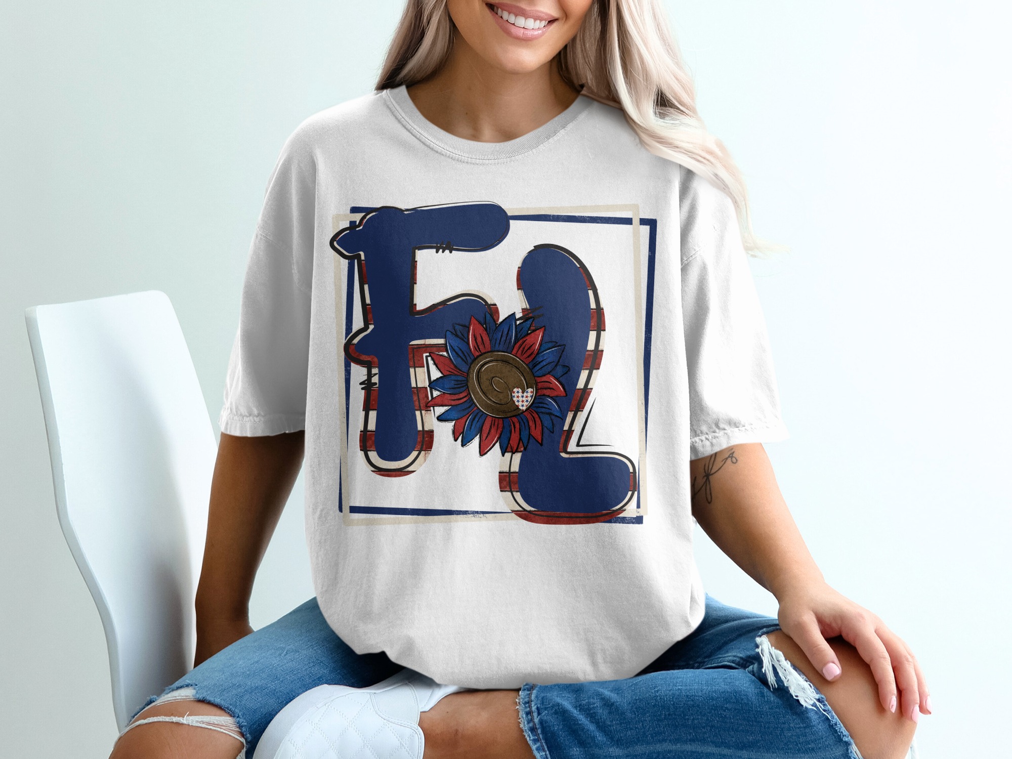Patriotic fl T-Shirt, usa Flag Sunflower Shirt, Floral fl Shirt, American fl, 4th of July T Shirt, Independence Day Shirt