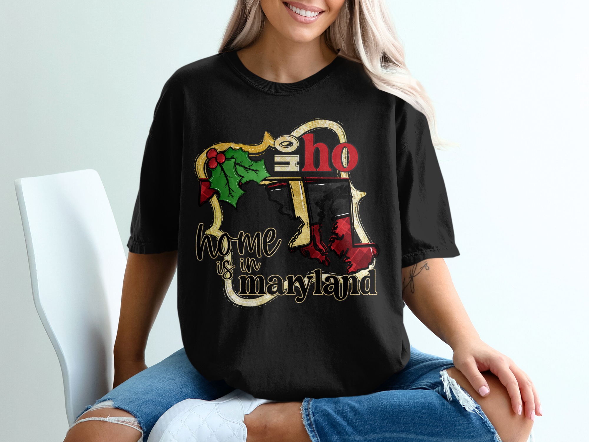 Maryland O Holy Home T-Shirt, State Pride, Christmas Gift, Holiday Apparel, Maryland Lover Tee, Festive Top, Maryland Souvenir, Xmas T-Shirt - Image 2