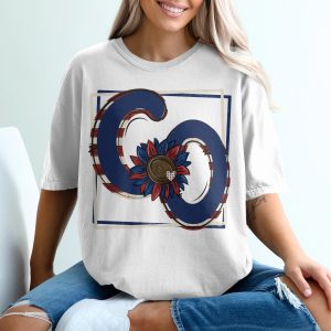 Patriotic GO T Shirt, USA Flag Flower Tee, Fourth of July Shirt, American Pride, Summer Apparel, Gift for Her, Red White and Blue T-Shirt