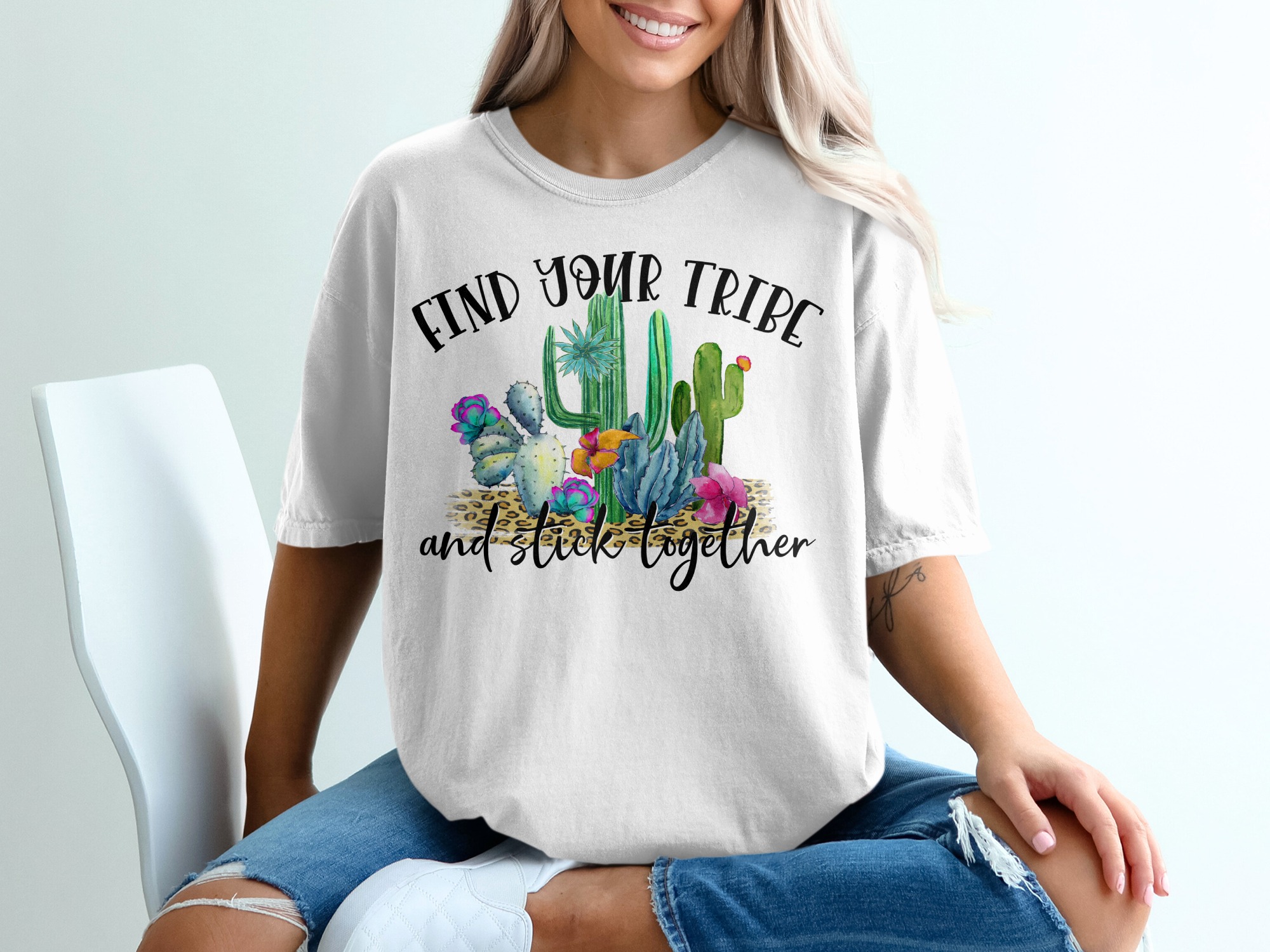 Find Your Tribe T Shirt, Cactus Shirt, Desert T Shirt, Succulent Tee, Tribal Shirt, Botanical Shirt, Leopard Print Shirt