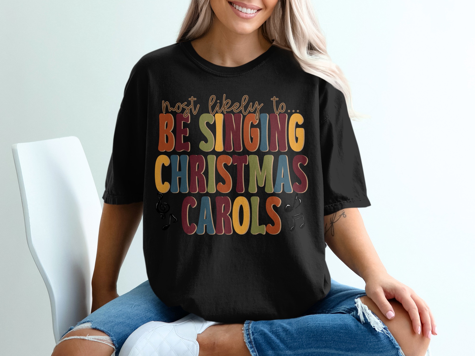 Christmas Carols T-Shirt, Singing Carols, Holiday Shirt, Christmas Tee, Song Lyrics Shirt, Music Shirt, Christmas Gift, Holiday Apparel - Image 2