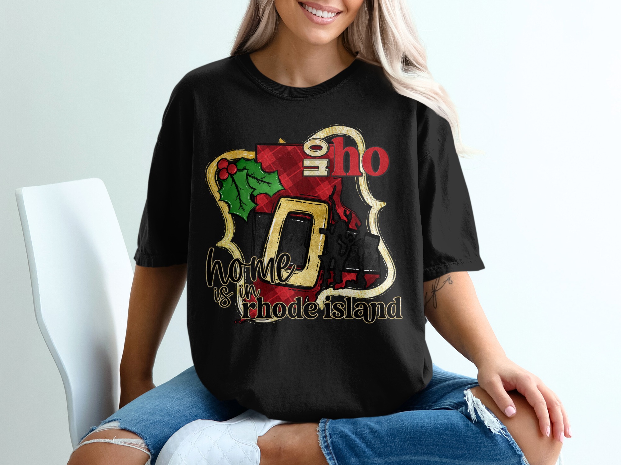 Rhode Island Christmas T-Shirt, Home State Pride Shirt, Holiday Gift, Funny Xmas Tee, State Lover Top, Rhode Island Souvenir - Image 2