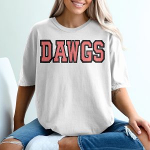 DAWGS Mascot T-Shirt, Custom Seersucker Letters, Change Your Colors, Team Spirit Apparel, Sports Fan Gift, Collegiate Tee, Bulldogs Shirt