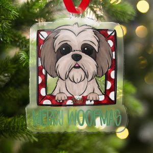 Merry Woofmas Dog Ornament, 2023 Christmas Ornament, Holiday Dog Lover Gift, Cute Dog Christmas Decor, Funny Pet Ornament