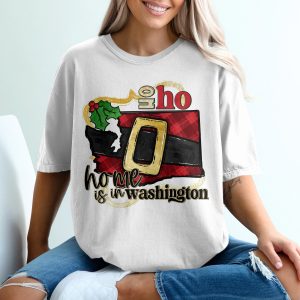 Home is in Washington T-Shirt, Santa Belt State Pride, Holiday Gift, Christmas Tee, Washington State Souvenir, Festive Apparel