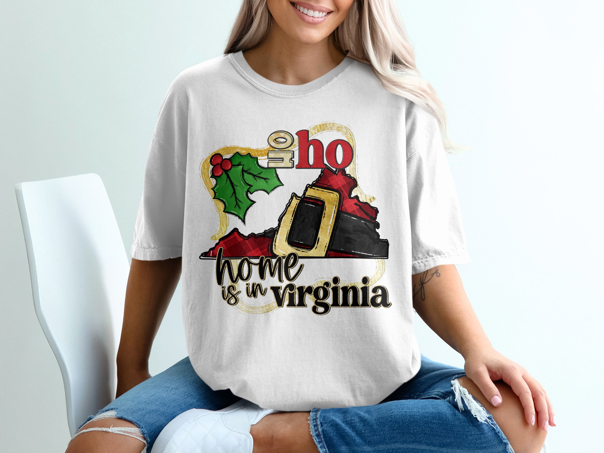 Virginia Christmas T-Shirt, Home State Shirt, Ho Ho Ho Tee, Holiday Gift, Virginia Pride T-Shirt, Christmas in Virginia, State T Shirt