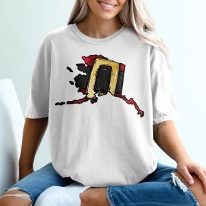 Alaska State T-Shirt, Gold Black Red Graphic Tee, Unique Alaska Map Design, Trendy State Pride T Shirt, Gift Idea, Vacation Souvenir