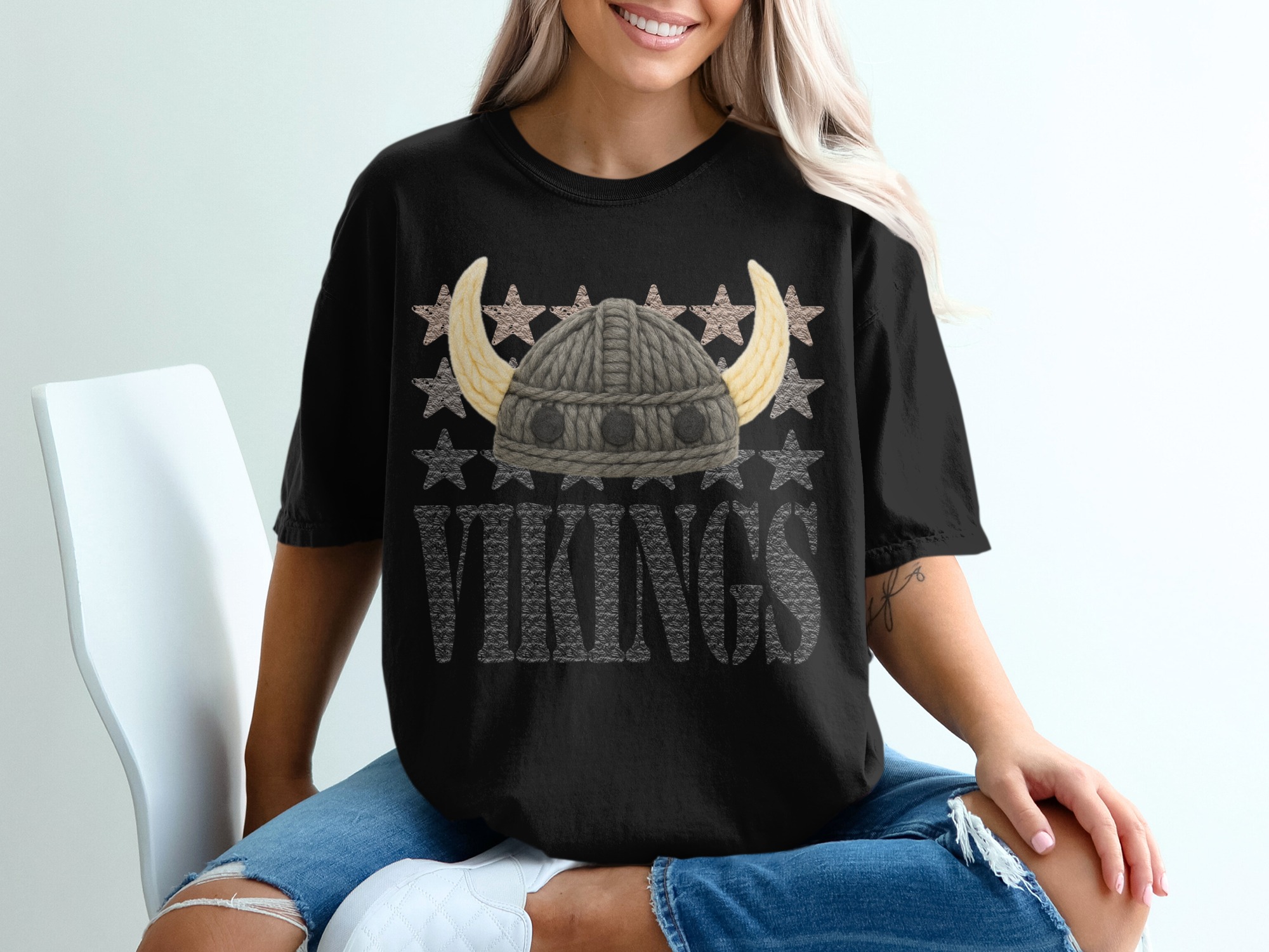 Vikings T-Shirt, Norse Warrior, Horned Helmet, Starry, Ancient Culture, Viking Fan, Viking Gift, Strong, Powerful, Historic - Image 2