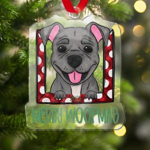 Merry Woofmas Christmas Ornament, Cute Dog Holiday Tree Decoration, Pet Lover's Gift, Personalized Year, Festive Keepsake Ornament