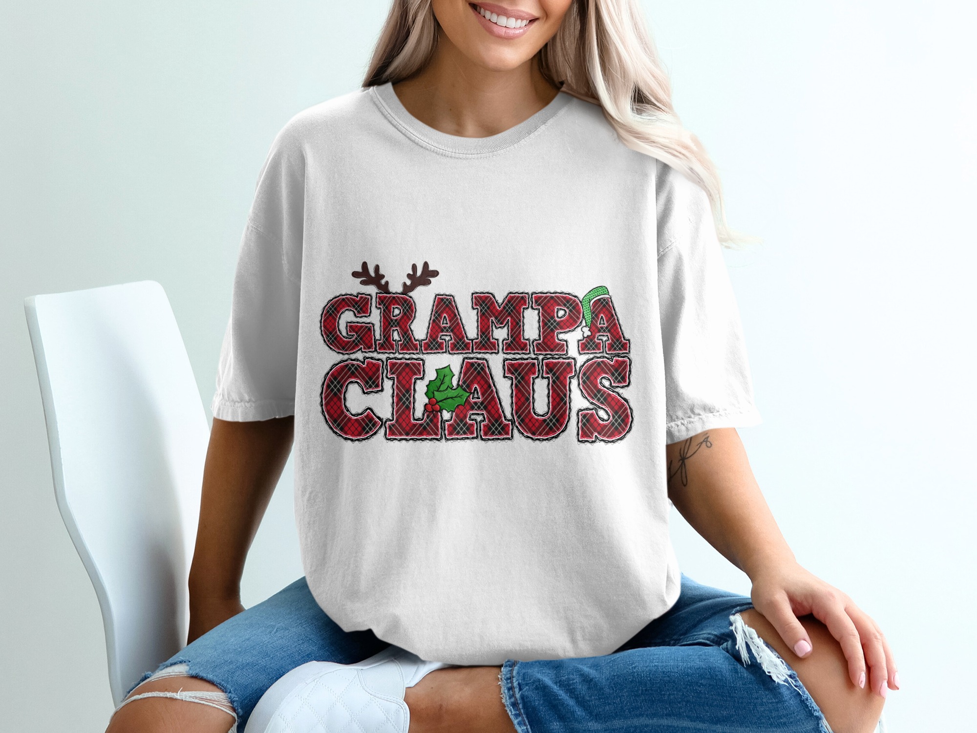 Grampa Claus T-Shirt, Holiday Shirt, Christmas T-Shirt, Grandpa Gift, Plaid Shirt, Xmas Tee, Grandfather Shirt, Festive T Shirt, Gifts For