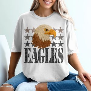 Bald Eagle T-Shirt, USA Patriotic Tee, American Pride Shirt, Eagle with Stars T Shirt, Bird Lover Gift, Eagles Team T Shirt