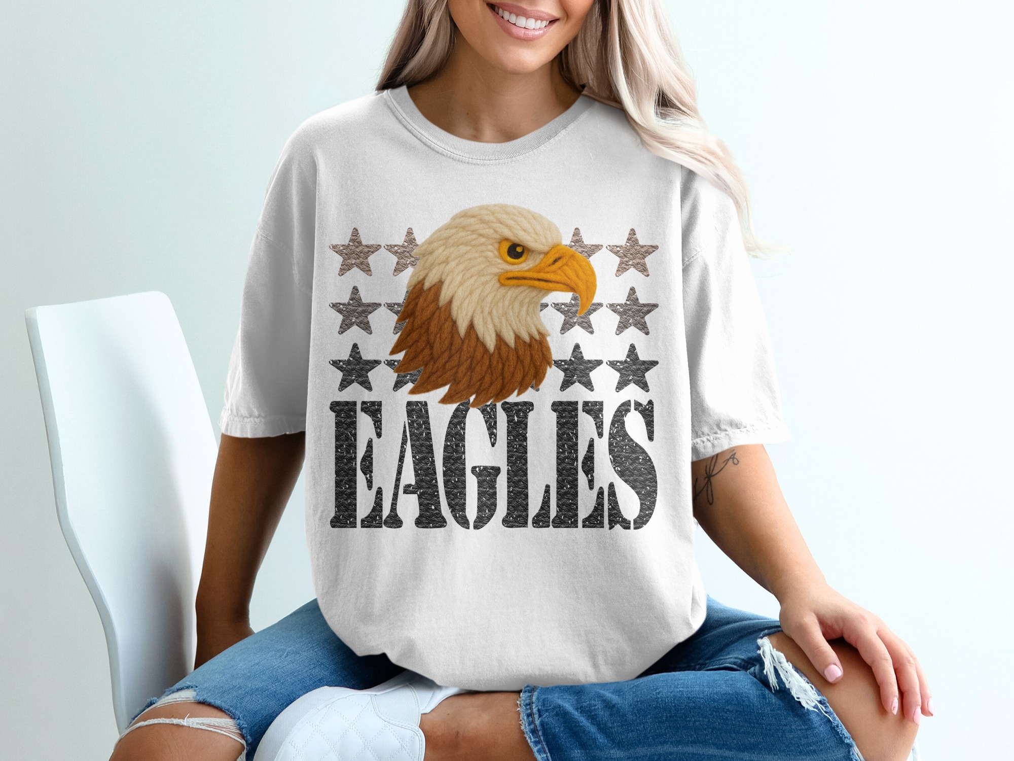 Bald Eagle T-Shirt, USA Patriotic Tee, American Pride Shirt, Eagle with Stars T Shirt, Bird Lover Gift, Eagles Team T Shirt