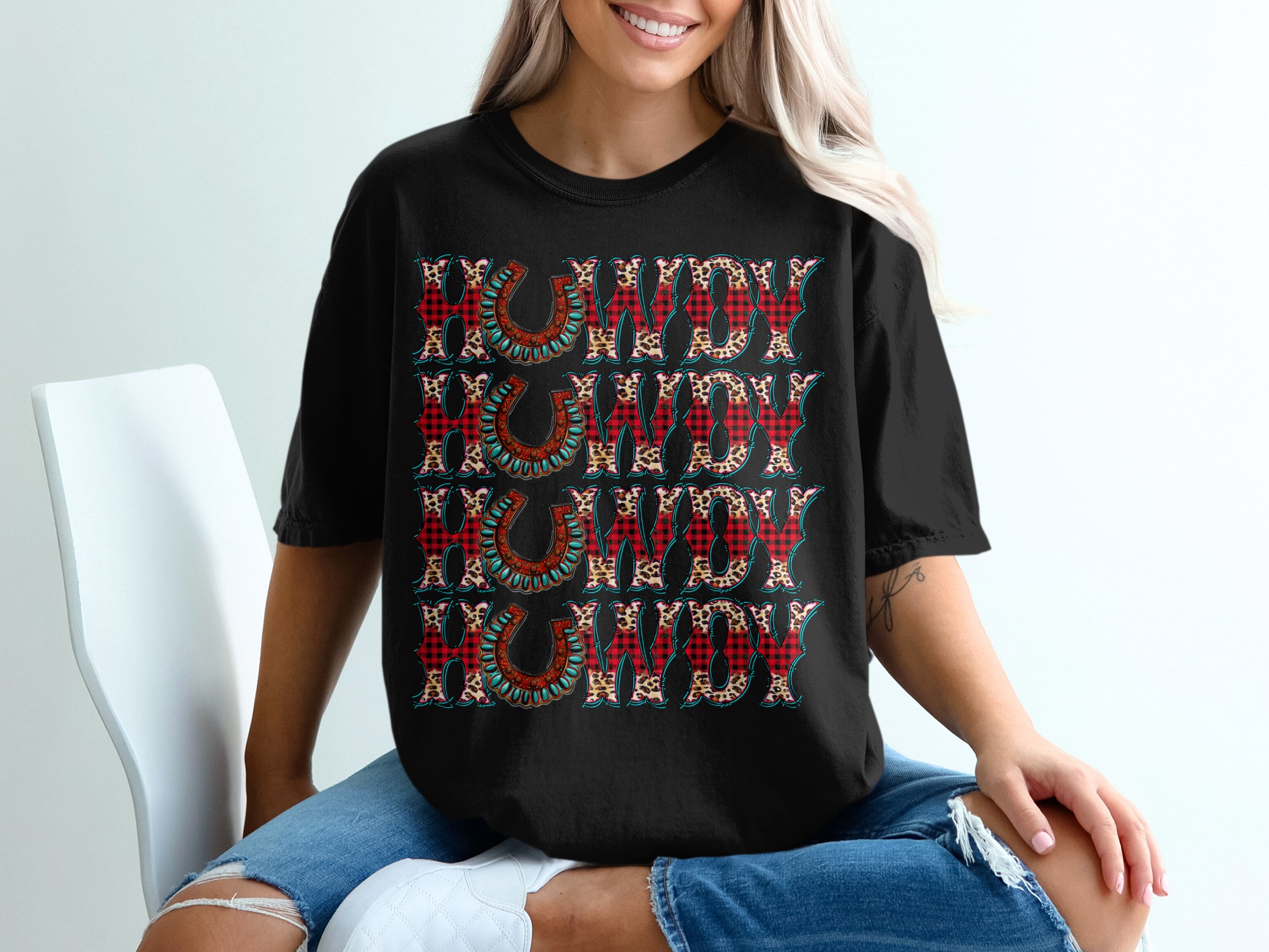 Howdy T-Shirt, Western Style, Country T-Shirt, Horseshoe T-Shirt, Leopard Print T-Shirt, Plaid T-Shirt, Trendy Tee - Image 2