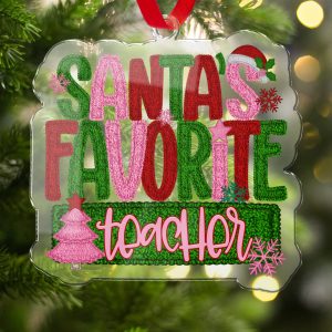 Santa's Favorite Teacher Ornament, Christmas Ornament, Teacher Appreciation Gift, Holiday Ornament, Personalized Ornament, Gift for Teacher