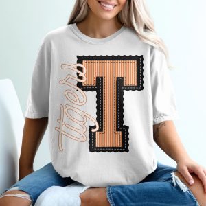 Seersucker Mascot T-Shirt, Team Spirit Tee, Custom School Initial, Change Your Colors, Sports Fan Apparel, Letter T Shirt, Game Day Shirt