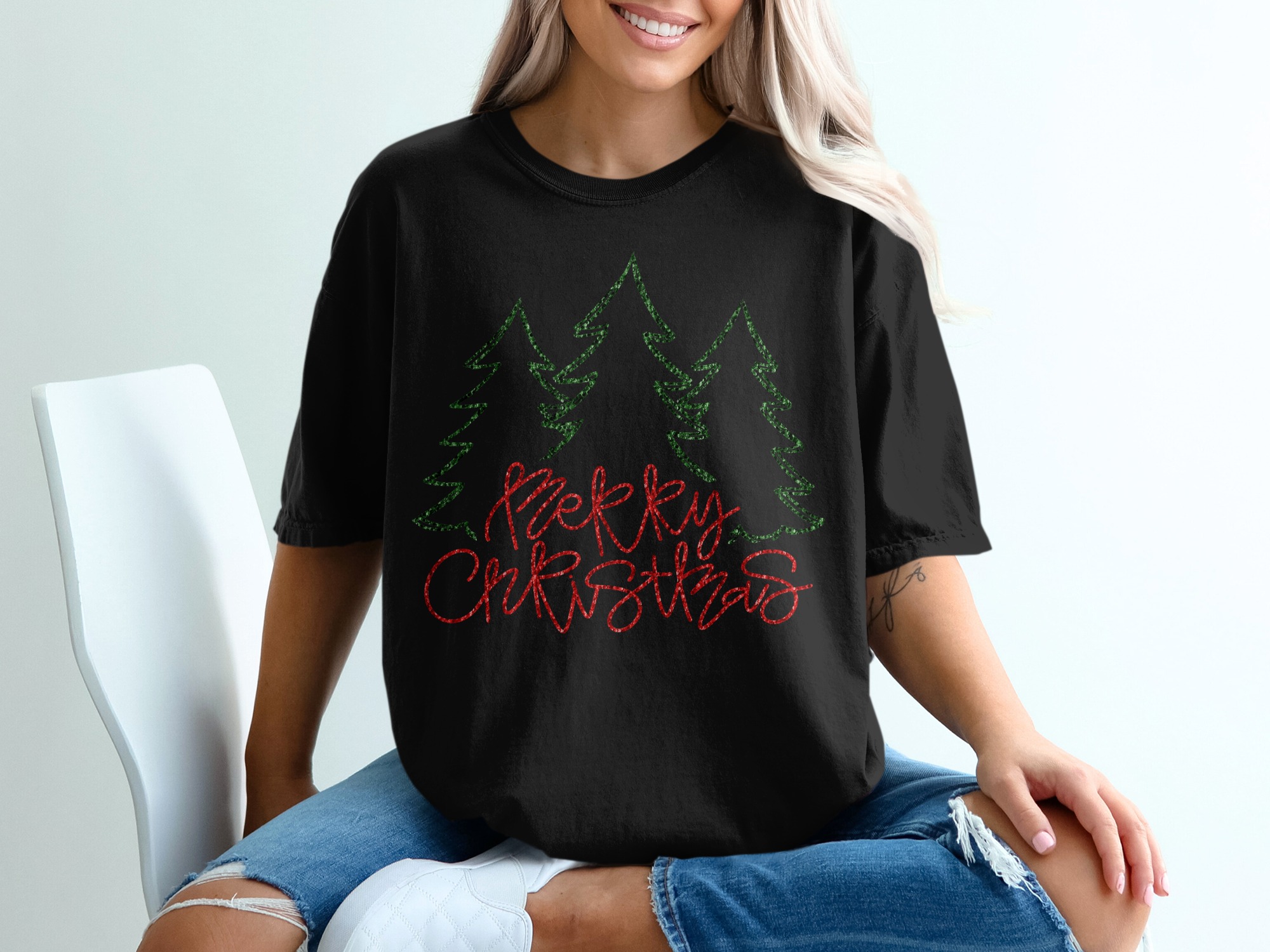 Merry Christmas T-Shirt, Christmas Tree Shirt, Holiday Tee, Festive Apparel, Christmas Gift, Family Matching Shirt, Christmas Party Outfit - Image 2
