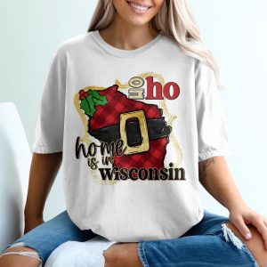 Wisconsin Christmas T-Shirt, Home State Holiday Tee, Santa Belt Wisconsin, Wisconsin Gift Shirt, Oh ho ho, Wisconsin Christmas Shirt