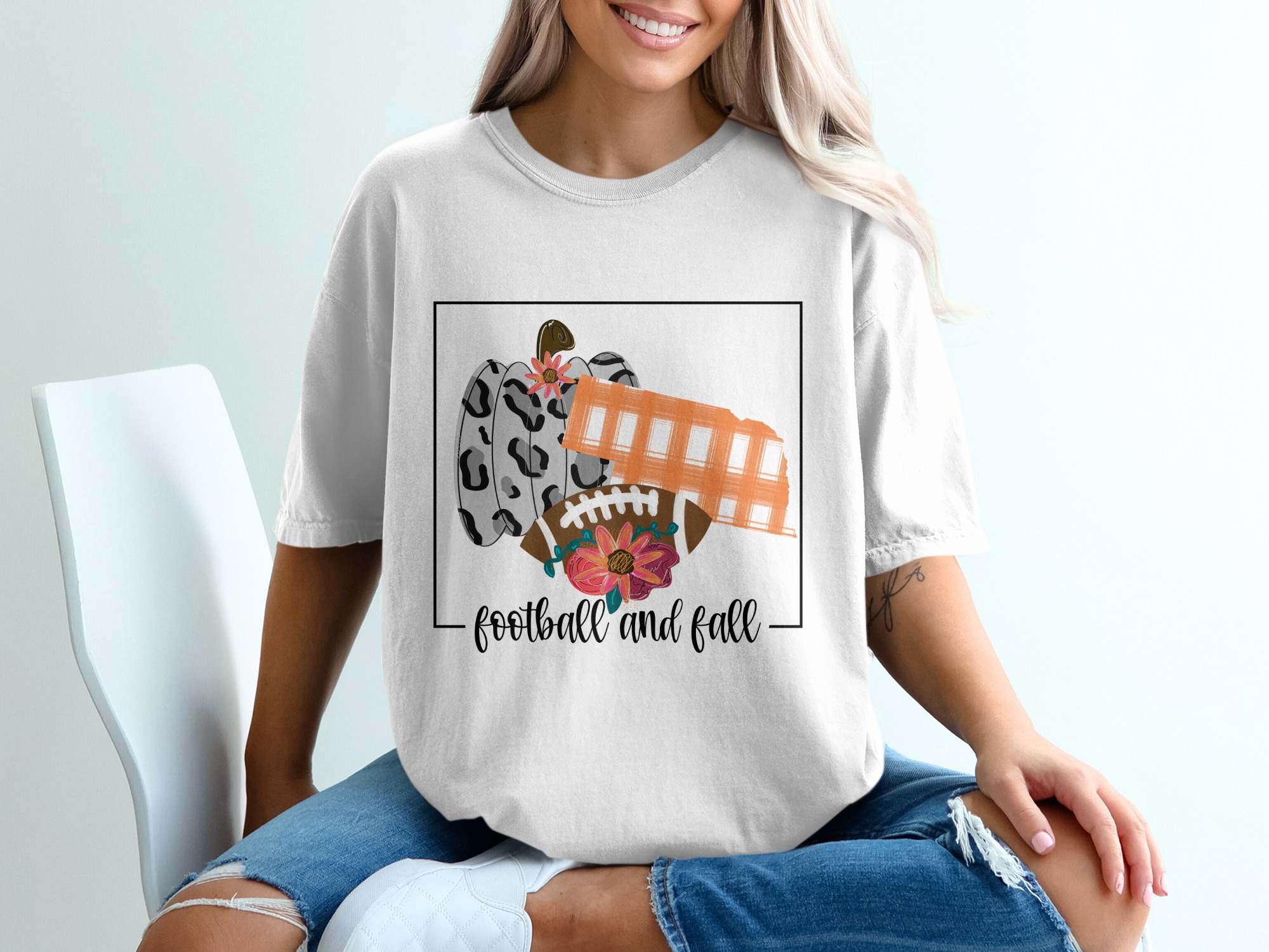 Football and Fall T-Shirt, Leopard Pumpkin, Nebraska State, Floral Design, Autumn Season, Game Day Tee, Thanksgiving Shirt, Trendy Tee