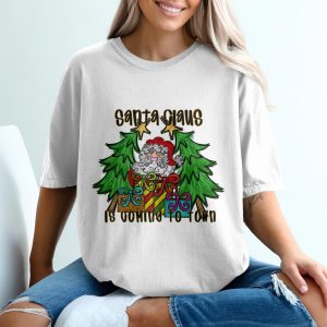Santa Claus is Coming to Town T-Shirt, Christmas Tee, Holiday Shirt, Xmas Gift, Festive Apparel, Santa Shirt, Gift For Her, For Him