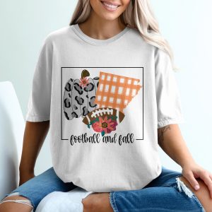Football and Fall T-Shirt, Autumn Shirt, Pumpkins Football Tee, Game Day T-Shirt, Thanksgiving Shirt, Festive Fall, Floral Football