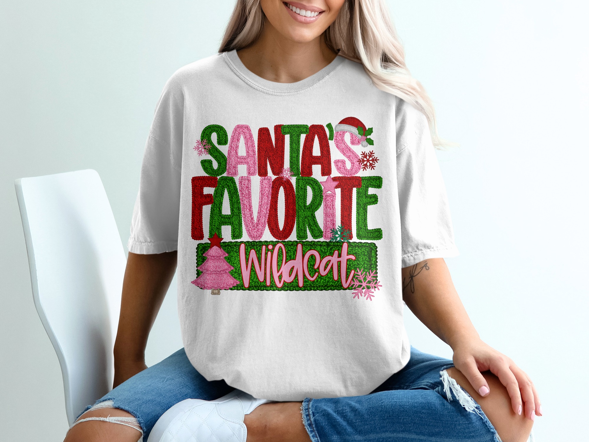 Santa's Favorite Wildcat T-Shirt, Christmas Tee, Holiday Shirt, Festive Apparel, Wildcat Fan Gift, Team Spirit, Christmas Outfit