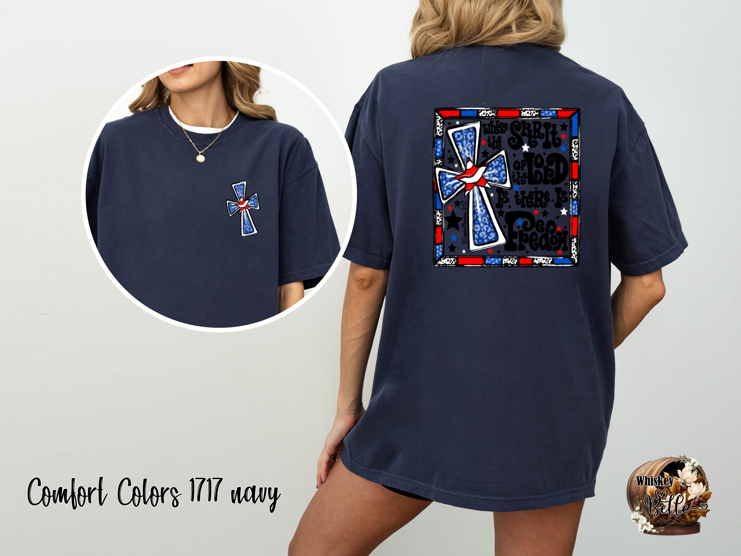 Freedom T-Shirt, Christian Apparel, Patriotic Tee, Religious Shirt, 2 Corinthians 3 17 Verse, Dove and Cross Gift, Spiritual Clothing - Image 3