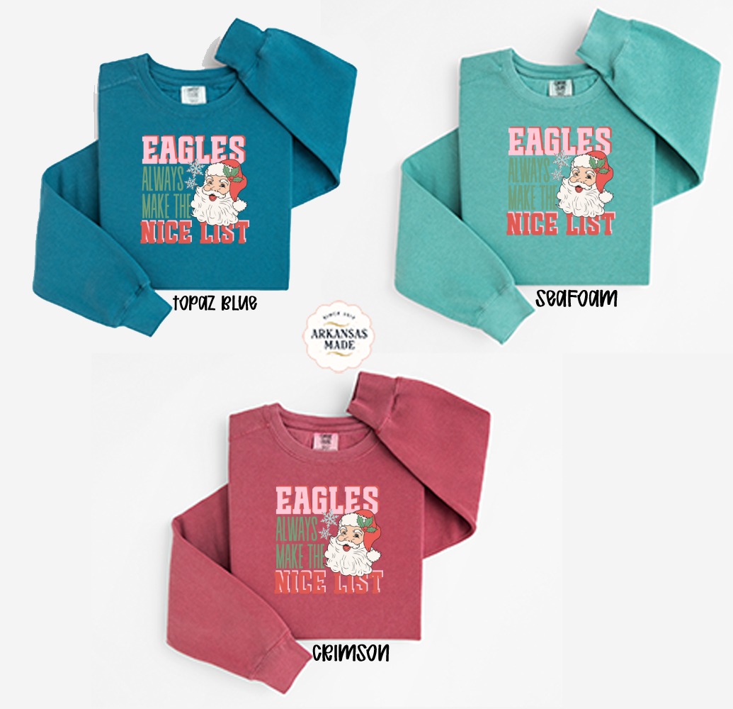 Eagles Always Make the Nice List Sweatshirt, Santa Sweatshirt, Funny Christmas Sweatshirt, Holiday Sweatshirt, Christmas Gift Sweatshirt - Image 2
