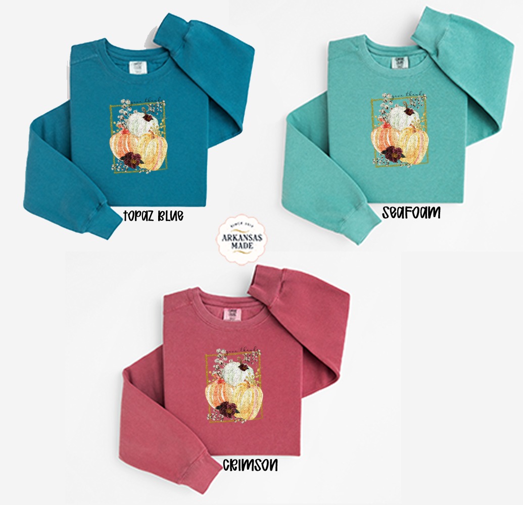 Give Thanks Sweatshirt, Autumn Sweatshirt, Fall Pumpkin Sweatshirt, Thanksgiving Sweatshirt, Holiday Gift Sweatshirt, Harvest Sweatshirt - Image 2