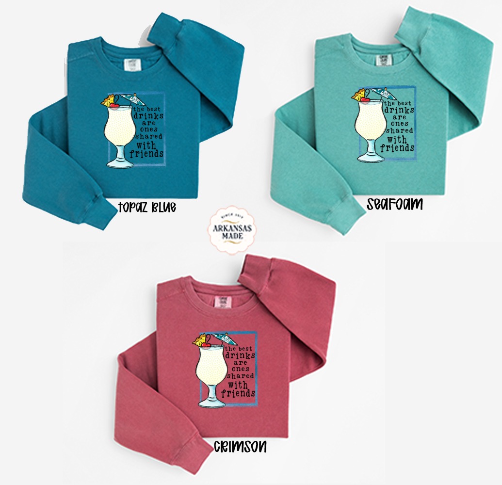 Pina Colada Sweatshirt, Best Drinks with Friends Sweatshirt, Tropical Cocktail Sweatshirt, Summer Vacation Sweatshirt, Gift For Cocktail - Image 2