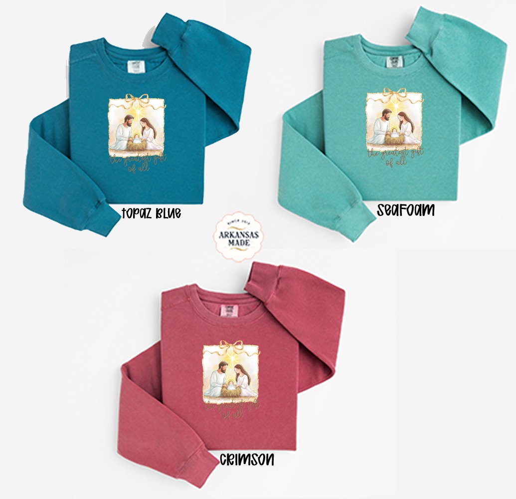 Nativity Scene Sweatshirt, Greatest Gift Sweatshirt, Christmas Sweatshirt, Christian Sweatshirt, Religious Gift Sweatshirt - Image 2