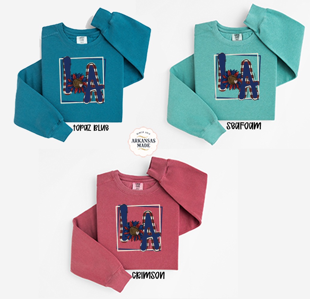 LA Patriotic Sunflower Sweatshirt, USA Pride Sweatshirt, Red White Blue, American Flag, 4th July Sweatshirt, Gift Sweatshirt, Independence - Image 2
