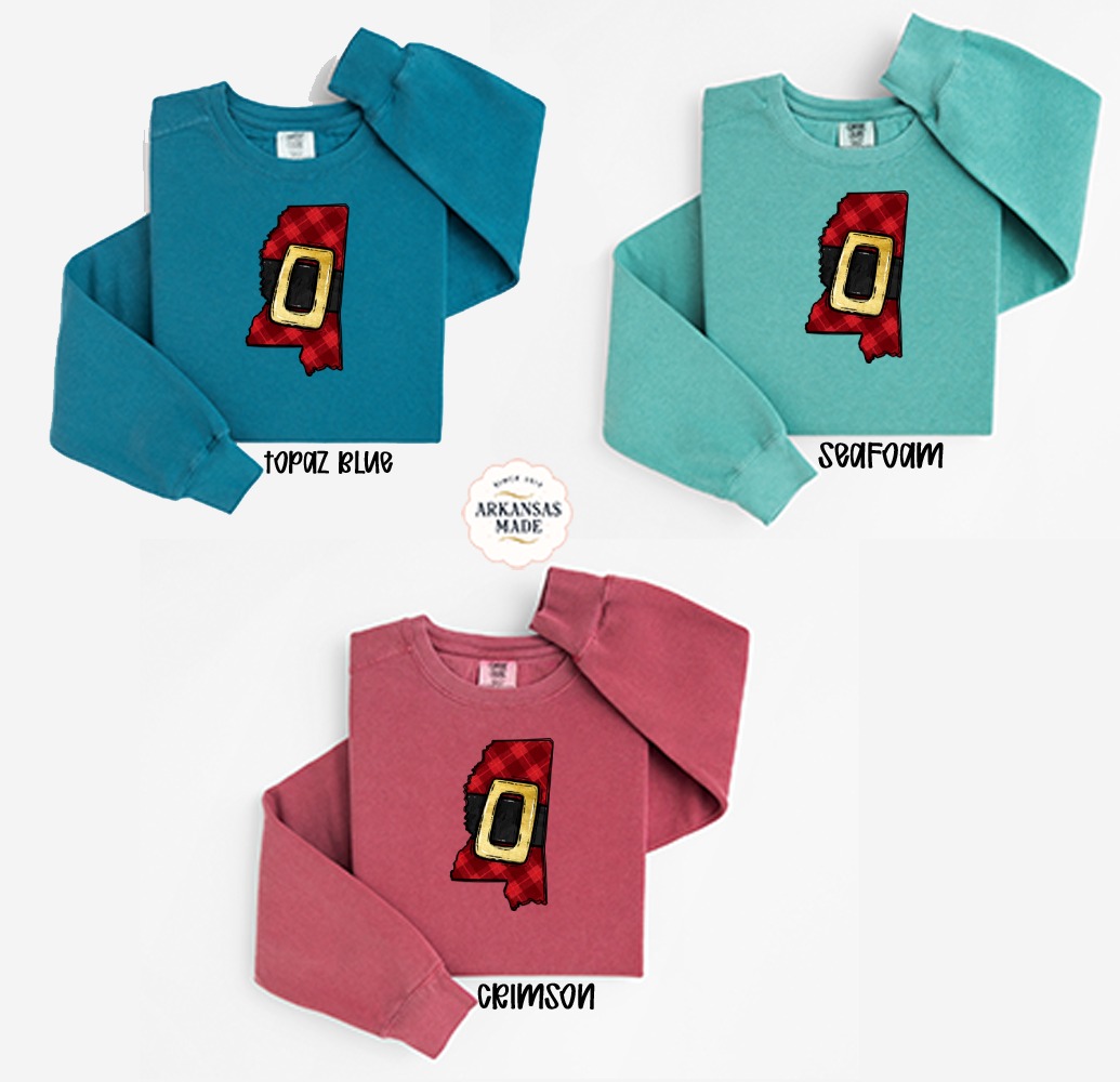 Mississippi Santa Belt Sweatshirt, Plaid Christmas State Shirt, MS Holiday Gift, Southern Winter Fashion, Festive Apparel - Image 2