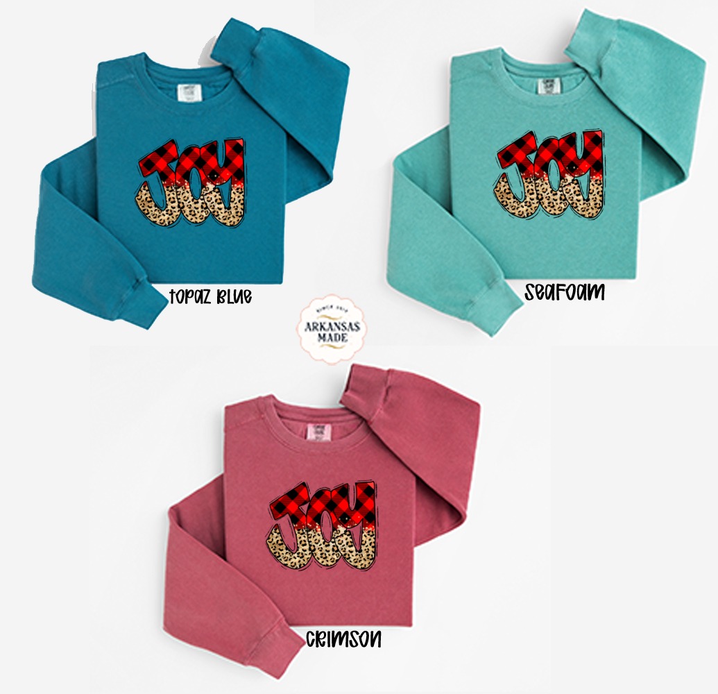 Joy Sweatshirt, Buffalo Plaid Sweatshirt, Leopard Print Sweatshirt, Holiday Sweatshirt, Christmas Sweatshirt, Festive Sweatshirt, Winter - Image 2