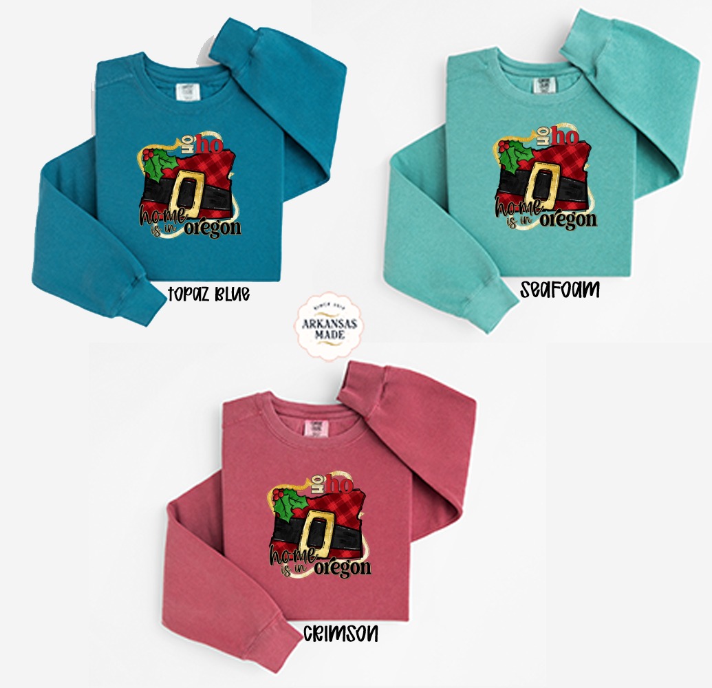 Home is in Oregon Sweatshirt, Oregon Christmas Shirt, Oh ho ho Shirt, Holiday Sweatshirt, Oregon Santa Shirt, Holiday Gift Idea Sweatshirt - Image 2