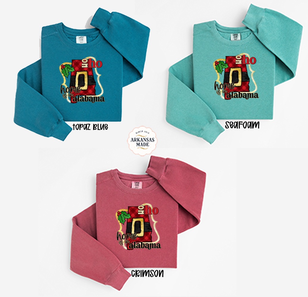 Alabama Christmas Sweatshirt, Home State Sweatshirt, Alabama Santa Claus, Ho Ho Ho, Alabama Holiday Sweatshirt, Southern Christmas Apparel - Image 2
