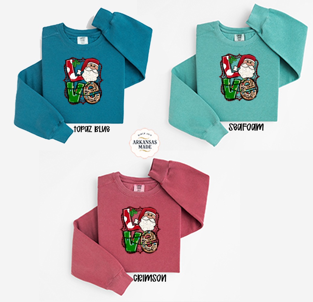 Christmas Love Sweatshirt, Santa Graphic, Holiday Season Sweater, Festive Apparel, Xmas Gift Idea, Winter Outfit, Cute Christmas Sweatshirt - Image 2