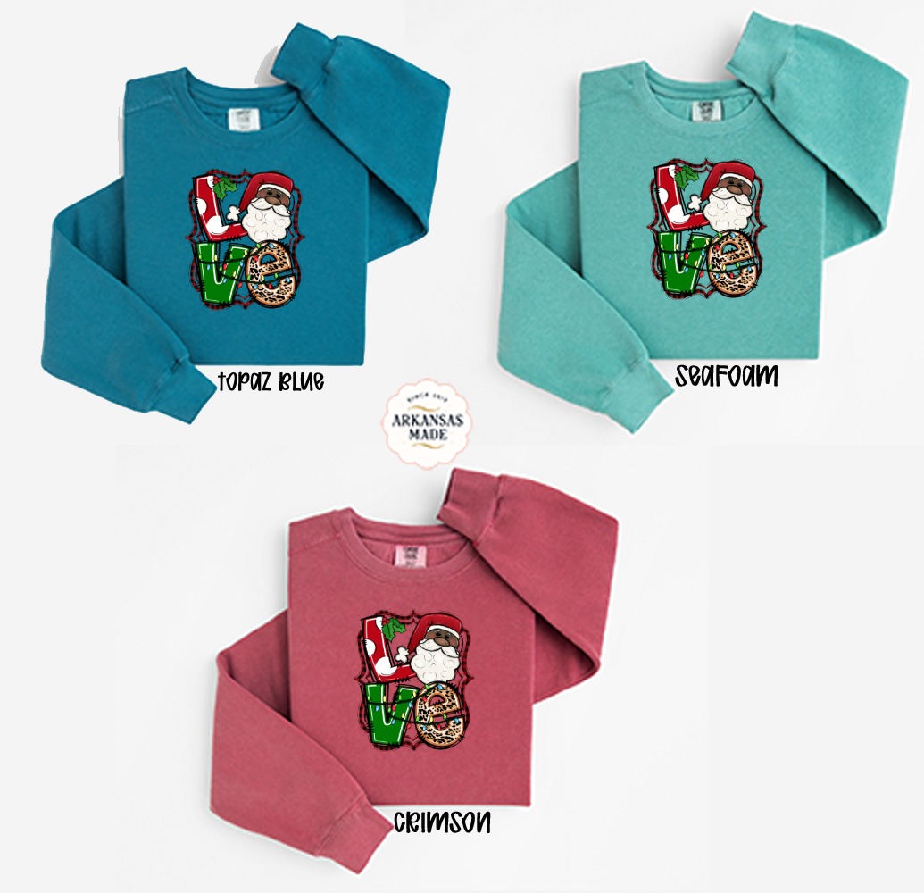 Christmas Love Sweatshirt, African American Santa Sweatshirt, Leopard Print, Holiday Sweatshirt, Unique Christmas Gift, Festive Apparel - Image 2