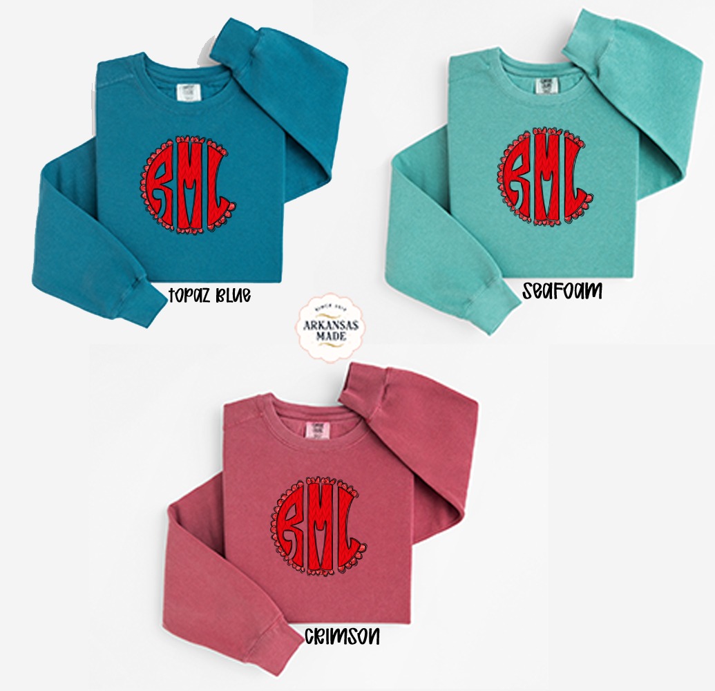 Red Knitted Monogram Sweatshirt, Personalized Initial Sweatshirt, Custom Alphabet Apparel, Trendy Knit Style Top, Unique Letter Sweatshirt - Image 2