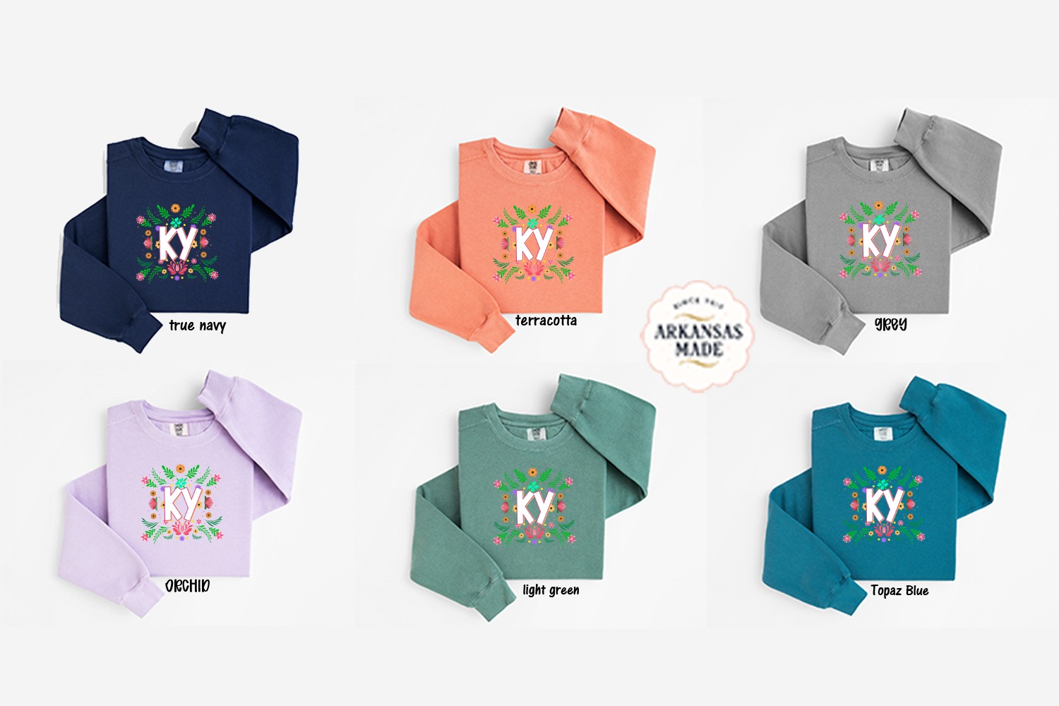 KY Floral Sweatshirt, Custom Initials, Personalized Gift, Unique Sweatshirt, Botanical Design, Flower Sweatshirt, Kentucky Sweatshirt - Image 5